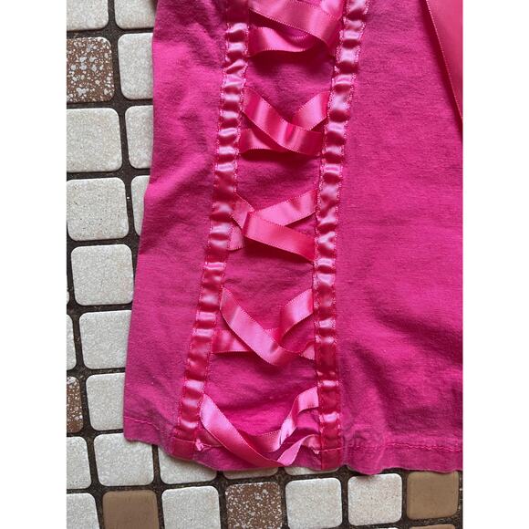 Vintage Y2K Bustier Top | Hot Pink Ribbon & Daisy Appliqué | Fairycore | Size M - Picture 8 of 9